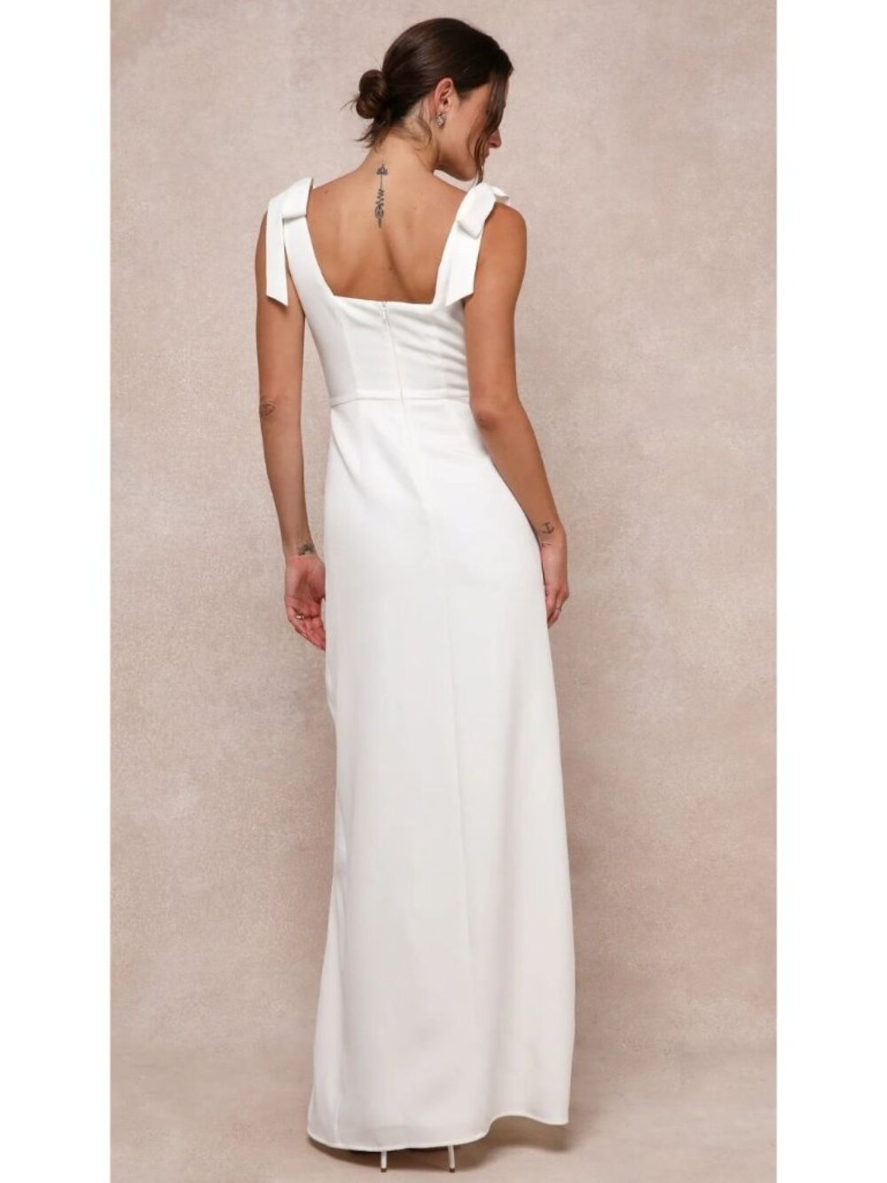 Lulus Your Sweetie White Tie-Strap Column Maxi Dress Women's Size Medium NWT!